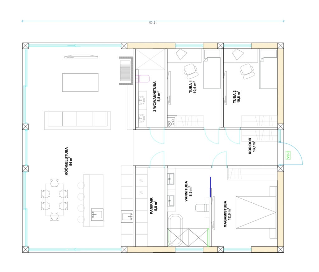 3 bedroom large floor plan