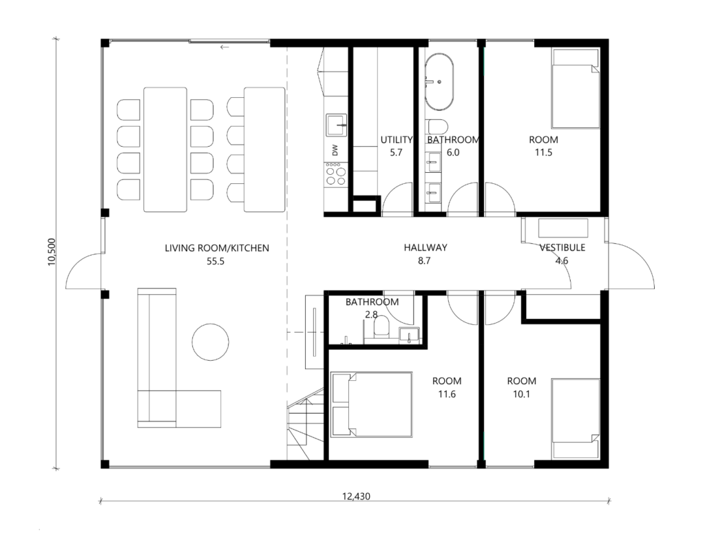 ODYL House tailor made floor plan for 4 bedroom house and mezzanine